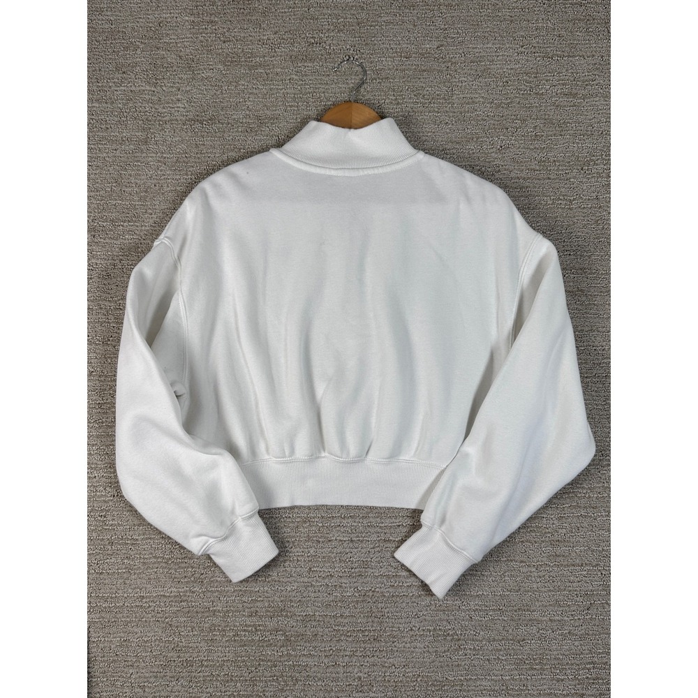 Nike Phoenix Fleece Quarter Zip Cropped Sweatshirt White Womens Medium - Picture 3 of 14